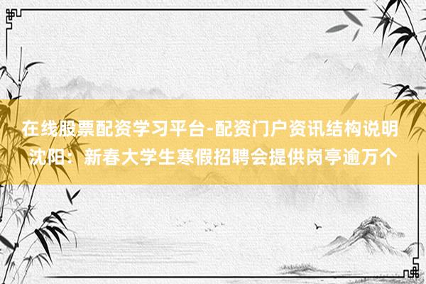 在线股票配资学习平台-配资门户资讯结构说明 沈阳：新春大学生寒假招聘会提供岗亭逾万个